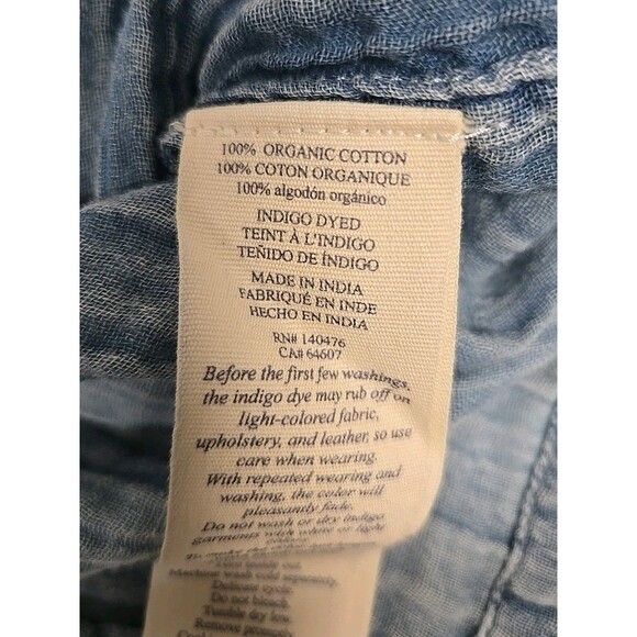 Faherty Gauze Blue Dye Midi Dress 100% Organic Cotton Women’s Sz  S Missing Belt - Picture 5 of 7